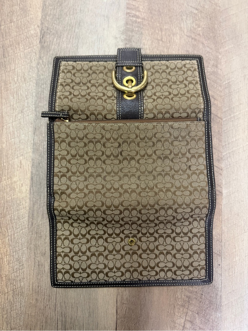 Coach Brown Signature Continental Wallet with Gold-Tone Buckle - Picture 5 of 5